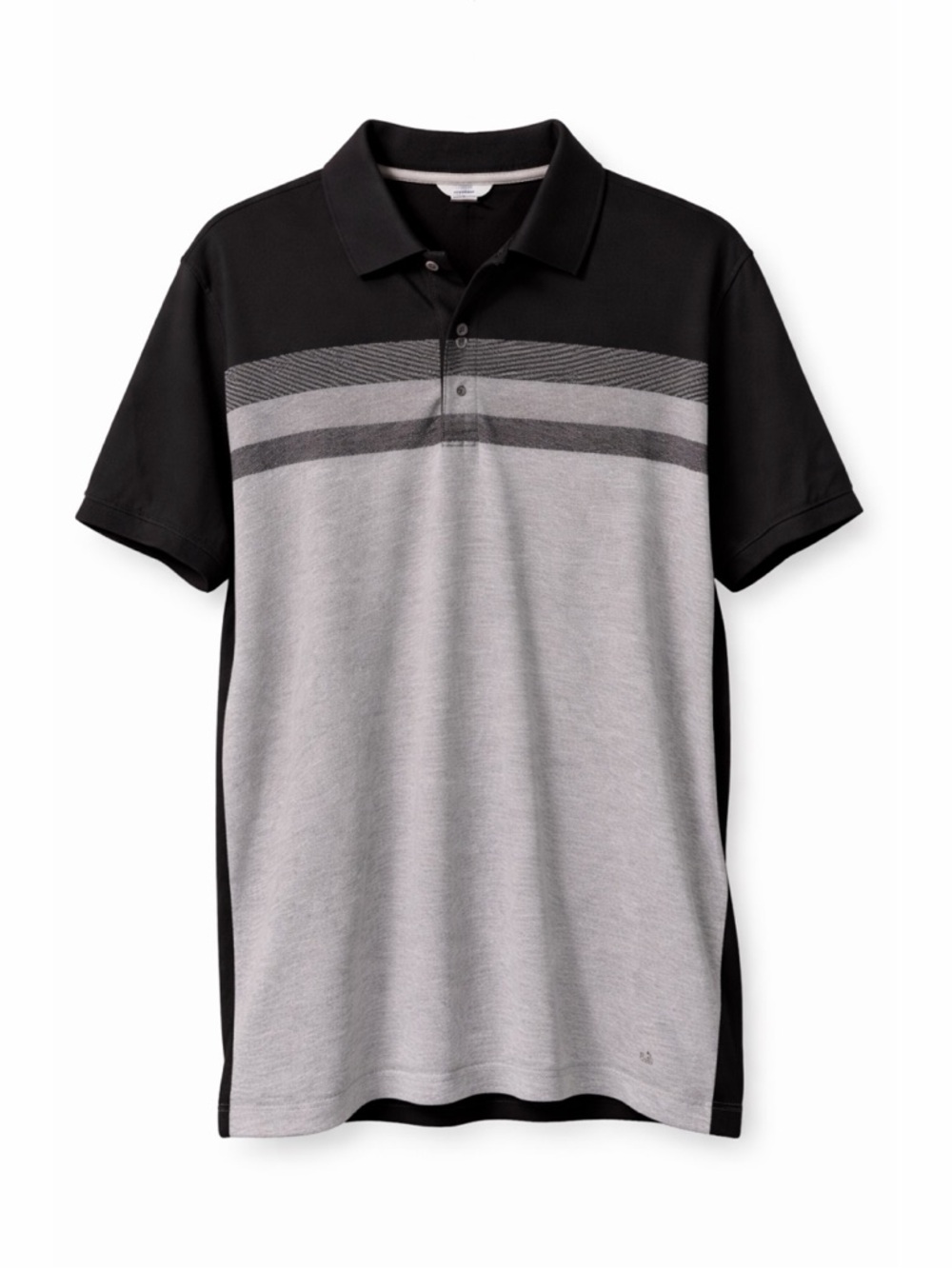 Calvin Klein Striped Polo Shirt Black Gray Body Fit Mens Large